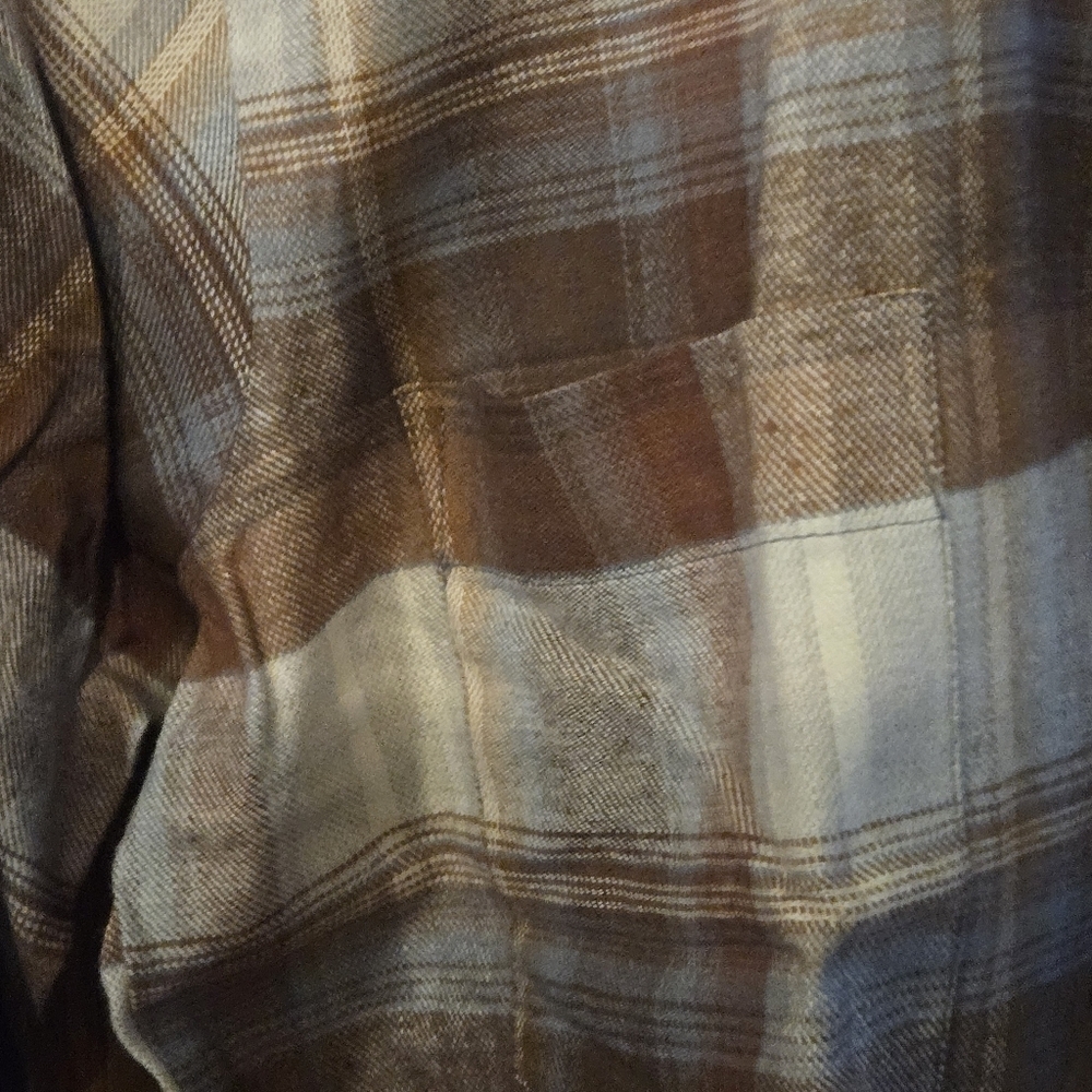 Y2K Arrow Plaid Flannel Shirt Men’s M Brown Beige Rust Blue | NWOT - Picture 9 of 15